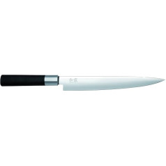 KAI Wasabi juodas peilis kumpiui 23,0 cm ilgio geležtė - Nerūdijantis 6A/1K6 poliruotas nerūdijantis plienas 58 (±1) HRC - Juoda polipropileno rankena - Peilis mėsai - Pagaminta Japonijoje