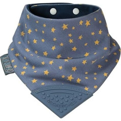 Cheeky Chompers Baby Bib with Teether | 2 Months + Teething Bib, Toddler Bib | Reversible Drool Bib & Baby Teether | Award Winning Neckerchew (Starry Night), Midnight Stars