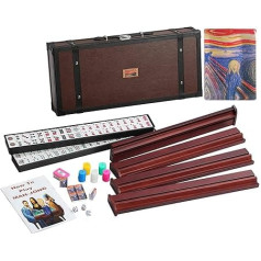 166 amerikietiškas mahjongas Aukščiausios klasės mahjongų dėklas Ribotas leidimas Įterptas šedevro fonas 4 mediniai slankmačiai + stovai 166 sunumeruotos plytelės Pilnas amerikietiško mahjongų rinkinys odiniame dėkle The Scream