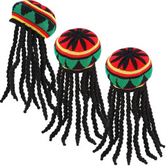 SATINIOR 3 pakuotės Rasta kepurė su juoda Dreadlocks perukas Rasta peruko kepurė kostiumų aksesuarai