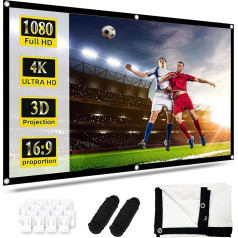 84 colių projektoriaus ekranas, 16: 9 Full HD 4K projekcinis ekranas, sulankstomas 3D projekcinis ekranas su apsauga nuo raukšlių, dvipusis projekcinis ekranas su kabliukais, virvėmis, ekranas namų kinui ir lauko kinui