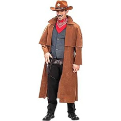 Carnival Toys 80333 – kaubojiškas paltas Samt, džinsų liemenė, Größe ML, ruda