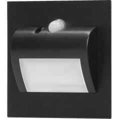 DRACO LED NAUJAS 1.5W, įleidžiamas laiptinės šviestuvas, 12VDC, 30lm, 3000K, juodas, judesio ir prieblandos jutiklis