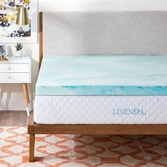 Linenspa Gel Swirl Memory Foam Topper, mėlyna, karalienė