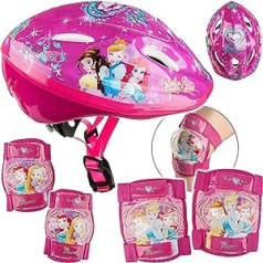 5 dalių vaikiškas šalmas, kelių ir alkūnių apsaugos – Disney Princess – dviratininko šalmas – 52-56 cm dydis – apytiksl. Nuo 3 iki 15 metų – dydžiai