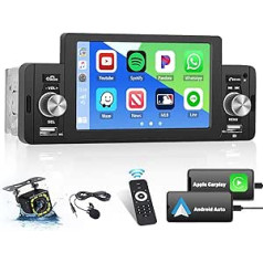 „Hikity CarPlay“ automobilio radijas 1Din su 5 colių ekranu, automobilio radijas „Bluetooth“ palaikymas automobiliui „Android“ automobilio veidrodžio jungtis su BT SWC FM radijas USB Aux TF + nuotolinio valdymo pultas, mikrofonas, atbulinės