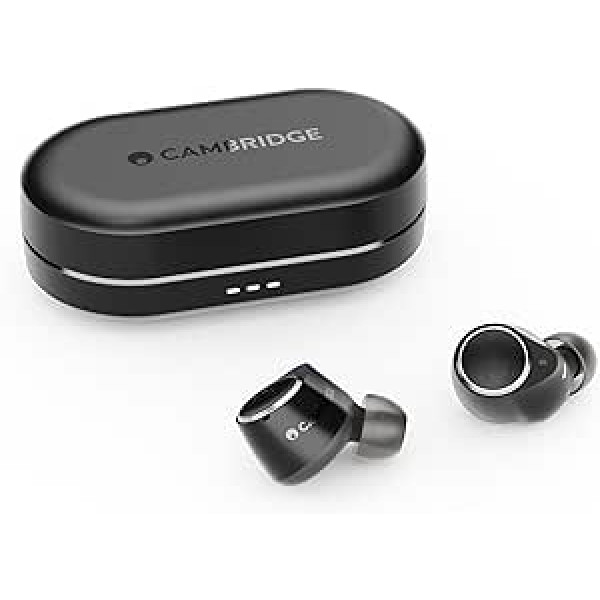 Cambridge Audio Melomania M100 Earbuds – In Ear True Wireless Kopfhörer su aktyvesniu Geräuschunterdrückung, Hi-Fi Sound, Bluetooth, kombinuota 52 Stunden Akkulaufzeit su Ladecase - Schwarz