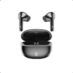 korinio ryšio „Flick Bluetooth 5.0 HiFi“ stereofoninės ausinės su įkrovimo dėklu, visiška autonomija 20 valandų, įkrovimas 2 val., talpa 10 metrų, juoda