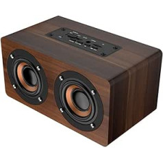 Medinis Bluetooth garsiakalbis, retro, belaidis, nešiojamas, su FM radiju, HiFi, muzika, laikrodžiu, stereo signalizacija, žemųjų dažnių garsiakalbio palaikymu, laisvų rankų įranga, namų puošmena Reunion, sodas
