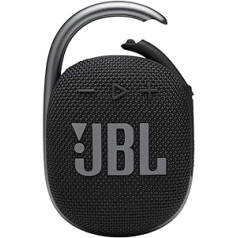 JBL Clip 4: nešiojamasis garsiakalbis su „Bluetooth“, įmontuota baterija, atspari vandeniui ir dulkėms – juoda (JBLCLIP4BLKAM)