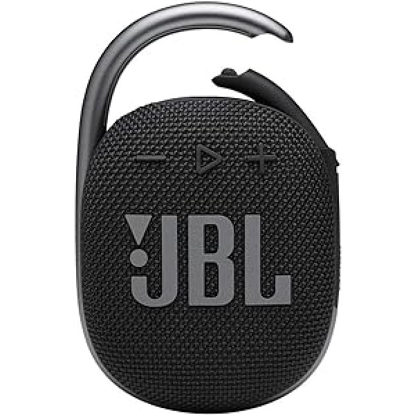 JBL Clip 4: nešiojamasis garsiakalbis su „Bluetooth“, įmontuota baterija, atspari vandeniui ir dulkėms – juoda (JBLCLIP4BLKAM)