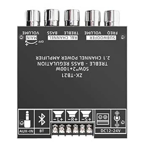 Wisboey TB21 50WX2 Bluetooth 5.0 žemųjų dažnių garsiakalbio plokštė + 100 W stiprintuvo plokštė Garso stereofoninis 2.1 kanalo žemųjų dažnių stiprintuvas