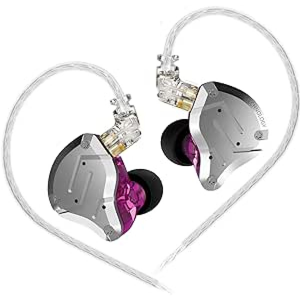 KINBOOFI KZ ZS10 Pro ausų monitoriuje Ausinės Ausinės HiFi KZ ausinės su 4BA ir 1DD tvarkyklėmis, KZ patobulintas ZS10 Pro su nuimamu 0,75 mm 2 kontaktų 6N OFC kabeliu (be mikrofono, violetinė)