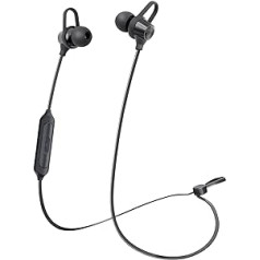 Xqisit Bluetooth ausinės į ausis įdedamos ausinės su mikrofonu ir muzikos valdymu, suderinamos su iPhone ir Android įrenginiais (juodos spalvos)