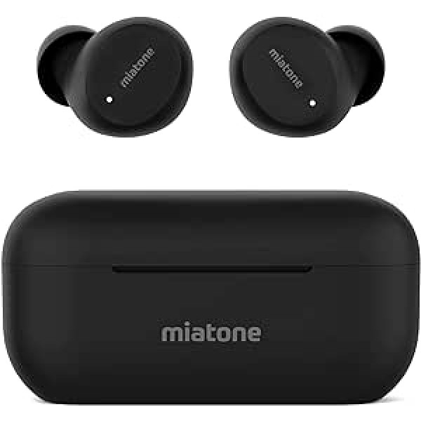 Belaidės ausinės, padengtos gumos alyva, MIATONE 40H Playtime belaidės ausinės Bluetooth 5.1 su mikrofonu, IPX6 atsparus vandeniui, USB C, 94 dB klausos apsauga, matinė juoda mini dydis