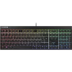 CHERRY MX 2.0S laidinė žaidimų klaviatūra su RGB apšvietimu, vokiškas išdėstymas (QWERTZ), rudi MX jungikliai, juoda