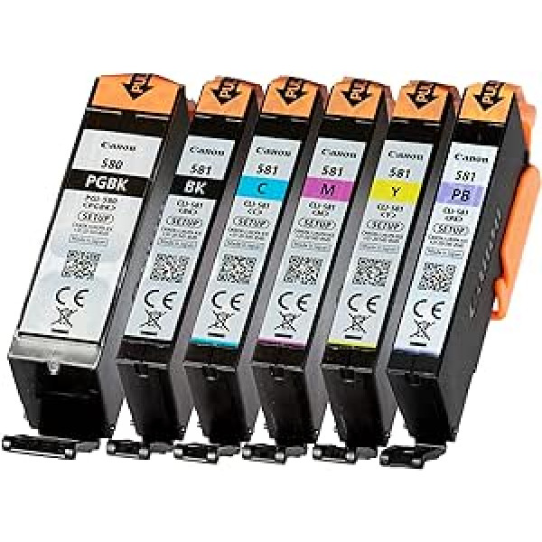 „Canon Setup PGI-580 CLI-581“ originalios sąrankos rašalo kasetės, skirtos PIXMA rinkinys iš 6 nuotraukų mėlynos spalvos