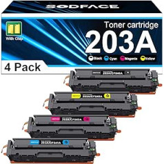 4 pakuotės 203A, suderinamas su HP 203X 203A dažų rinkiniu, skirtu Color Laserjet Pro MFP M281fdw M281fdn M280nw M254dw M254nw CF540A CF541A CF542A CF542A CF543A toneris, Cycleen,