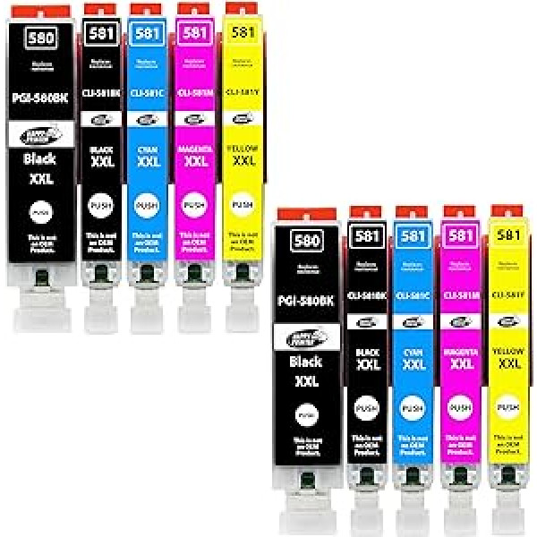 „Happy Printer 10 XL“ kasetės, suderinamos su „Canon PGI 580 CLI 581“ Tinka Pixma TR7500 TR7550 TR8550 TS6100 TS6150 TS6151 TS6250 TS6251 TS6350 TS9 TS6351TS9TS54051TS9 9551c