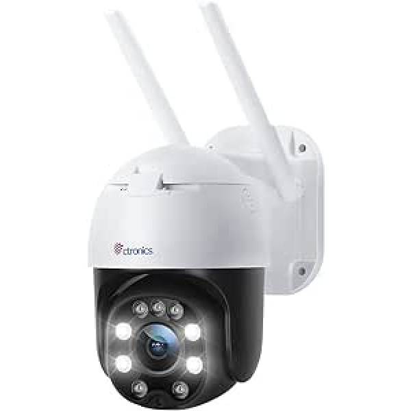 ctronics 5MP PTZ lauko stebėjimo kamera, WLAN kupolas, WiFi IP kamera, lauko skaitmeninis priartinimas su žmogaus judesio jutikliu, automatinis sekimas, 30 m spalvotas naktinis matymas, 2 krypčių garsas, SD kortelės lizdas