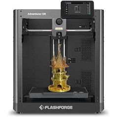 FLASHFORGE Adventurer 5M 3D spausdintuvas, visiškai automatinis išlyginamasis spausdintuvas su 600 mm/s sparčiu spausdinimu, pagrindinė XY struktūra, vibracijos kompensavimas, didelis spausdinimo dydis 220 x 220 x 220 mm