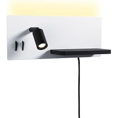 Paulmann Serra 71102 LED sieninis šviestuvas USB C 2700 K 650 lm / 200 lm 230 V 5,5 / 1 x 2,6 W reguliuojamas baltas matinis juodas matinis sieninis skaitymo lempa