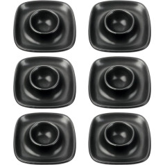 Schramm® 6 kiaušinių puodelių rinkinys Porcelianiniai balti arba juodi kvadratiniai 9,5 x 9,5 cm Kiaušinių laikiklis su lentynėle Kiaušinių laikiklis su lentynėle Kiaušinių stovelis Spalva: juoda