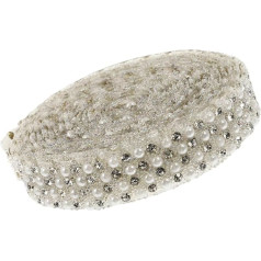 STOBOK 1 Roll gręžimo strypas Nėriniai Drabužiai Beaded Belt Bead Bead juostelės Baltos spalvos kristalų karoliukų juostelės Balta puošmena Crystal Rhinestone juostelės derliaus juostelės derva malonė Siuvimo priedai nuotakos