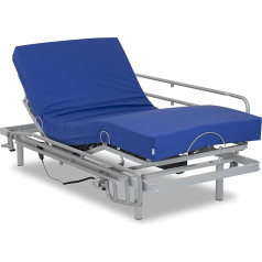 Gerialife Jungtinė lova su viskoelastiniu čiužiniu, atspari vandeniui (105 x 190 cm + turėklai), metalinė, pilka, 105 x 190 cm + Barandillas