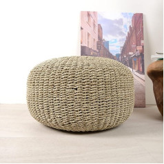 Wohnfreuden Jūros žolės pupelių maišas rudas apvalus 60 cm - natūrali taburetė 30 cm aukščio sėdynė Baldai Gyvenamasis kambarys