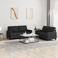 Junzai 3201358 2 dalių sofos komplektas su pagalvėle Juoda dirbtinės odos sofa lova sofa lova sofa lova sofa lova su miego funkcija sofa lova relaksacinė sofa sofos ir sofos