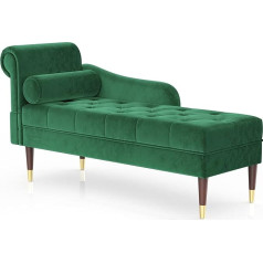 Vesgantti Velvet Chaise Longue, vidaus poilsio sofa su kairiuoju porankiu ir juosmens pagalvėle, paminkštintas šezlongas svetainei, miegamajam ir biurui, surinkimas be įrankių