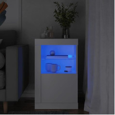 Festnight Šoninė spintelė su LED apšvietimu Atviros lentynos Šoninė spintelė Gyvenamasis kambarys Maža šoninė spintelė su LED apšvietimu Sandėliavimo spintelė Komoda Balta gyvenamojo kambario spintelė Medienos medžiaga