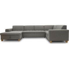 Domo. Collection Cukrus Gyvenamasis plotas Sofa sofa minkštasuolis minkštųjų baldų komplektas Modernus U formos šviesiai pilkas 162 x 333 x 199 cm