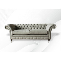 Jvmoebel Chesterfield 3 sėdimų vietų tekstilinė sofa pilka Dizainas Couchen apmušalai Sofa Couchen Nauja