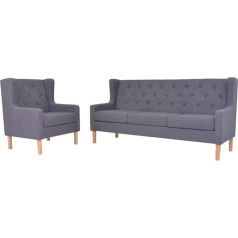 Camerina 2 dalių sofos komplektas Audinys Pilka svetainės sofos komplektas Fotelis Kėdė Kanapė Lounge Sofa Minkštas sofos komplektas Gyvenamasis kambarys