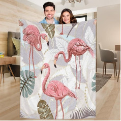 Ririx Lengva antklodė su flamingo lapais, skirta lovai, sofai, sofai, kėdei, stovyklavimui ir kelionėms, didelė (203,4 x 152,4 cm)