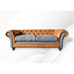 Jvmoebel Chesterfield 3 sėdimų vietų rudos odos svetainės dizainas Sofa sofa XXL didelė