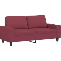 Vidaxl Sofa 2-vietė, poilsio sofa sofa su porankiais, gyvenamojo kambario sofos dizainas, sofa su metaliniu rėmu, sėdimieji baldai, dviejų vietų, vyno raudonos spalvos audinys