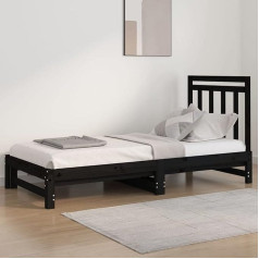 Homgoday dienos lova išskleidžiama sofa lova sofa lova dienos lova sofa lova medinė lova sofa sofa kušetė svečių lova sofa lova kambariui juoda 2X(90x200) cm pušies masyvo