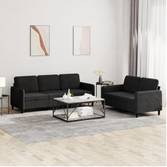 CIADAZ 2-PLG. Sofos komplektas, juodas aksomas, poilsio sofa, sofos ir kušetės, poilsio sofa, svetainės sofa, sofa su miegojimo funkcija - 3202019