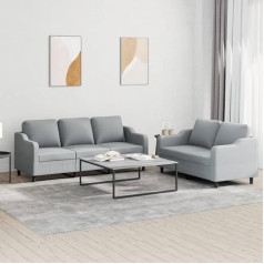 LAPOOH 2-TLG. Sofos komplektas su pagalvėlėmis, šviesiai pilkas audinys, poilsio sofa, sofos ir kušetės, poilsio sofa, svetainės sofa, sofa su miegojimo funkcija - 3201834