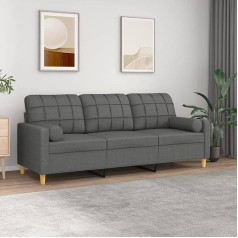ZEYUAN 3200791 3-vietė sofa su dekoratyvinėmis pagalvėlėmis Tamsiai pilka 180 cm audinys, Sofos ir kušetės, Sofa svetainė, Sofa paauglių kambariui, Sofa poilsiui, Sofa miegamajam, Minkšta sofa