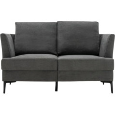 Lifezeal 2 vietų sofa, minkšta ir pūkuota sofa, svetainės sofa su kojomis ir porankiais, biuro, svetainės ir miegamojo sofa, pilka