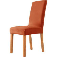 Kėdžių dangteliai Velvet Plush valgomojo kambario kėdėms, ištempti aukšto nugaros apsauginiai dangteliai kėdėms, kėdžių apsaugos dangteliai, skirti vestuvėms, valgomajam (oranžinė, 6 vnt.)