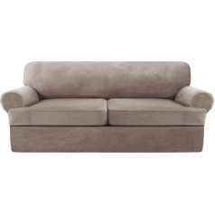‎Gamukai Velvet T pagalvės užvalkalas 3 dalių sofos užvalkalas Baldų apsauga Stretch T pagalvės sofos užvalkalas 2 pagalvėms sofa su 2 atskirais T pagalvių užvalkalais (Taupe, Loveseat)