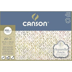 Canson Aquarelle Canson bloknotas klijuotas aplink 25 x 36 cm 20 lapų 300 g/m² smulkaus grūdėtumo