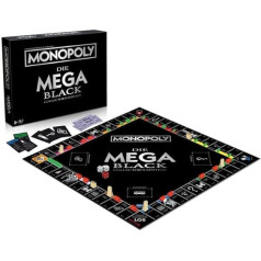 Winning Moves - Monopoly - Mega Black Edition - stalo žaidimas suaugusiems ir vaikams - 8+ metų amžiaus - vokiečių kalba