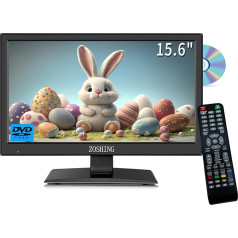 ZOSHING TV 16 Zoll, integruotas DVD grotuvas ir T2 skaitmeninis imtuvas, 1080P HD-TV-Bildschirm mit HDMI, USB-Anschluss, AC/Car-12 V in