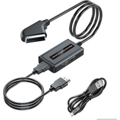 GBOKYN Scart-zu-HDMI-Konverter, Scart-HDMI-Adapter mit HDMI- und Scart-Kabeln, Scart-In-HDMI-Out-Konverter, unterstützt Full HD 720P/1080P Ausgangsschalter